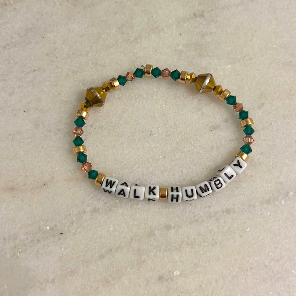 Beautiful Handmade Word Bracelet WALK HUMBLY *wear solo or stack with more!*‎